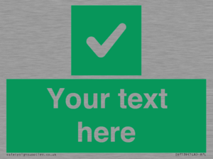 Custom green background, green square with tick sign